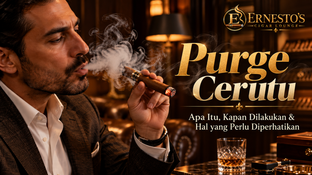 Purge cerutu dilakukan dengan meniup perlahan melalui cerutu untuk membantu mengelola panas dan rasa setelah relighting